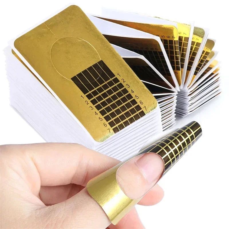 20/100/500PCS French Nail Form Tips Acrylic UV Gel Extension Curl Form Builder Sticker Art Guide Paper Manicure Stencil Zpaxo
