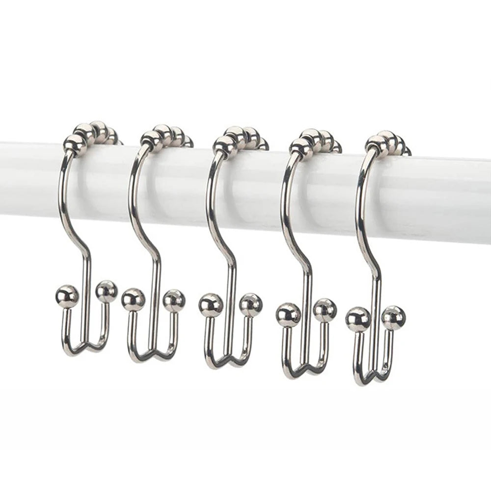 Shower Curtain Hooks Double Sided Bathroom Curtain Metal Hooks Rings for Bathroom Shower Rod Curtains Zpaxo