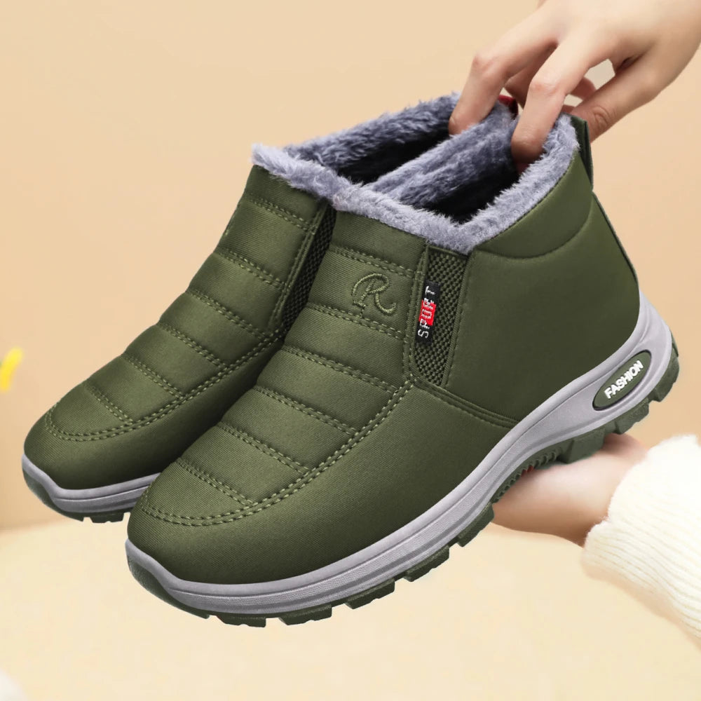 Outdoor Women Snow Boots Thickened Fluff Lined Cotton Shoes Women 2025 New Round Toe Couples Sneakers Leisure Warm Ankle Boots Zpaxo
