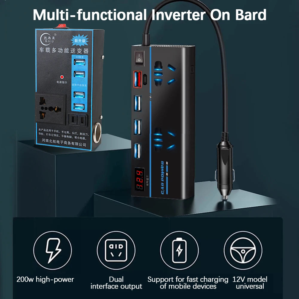 Power Adapter OFF Switch Car Inverter QC 3 0 USB PD Type-c Chargers Zpaxo