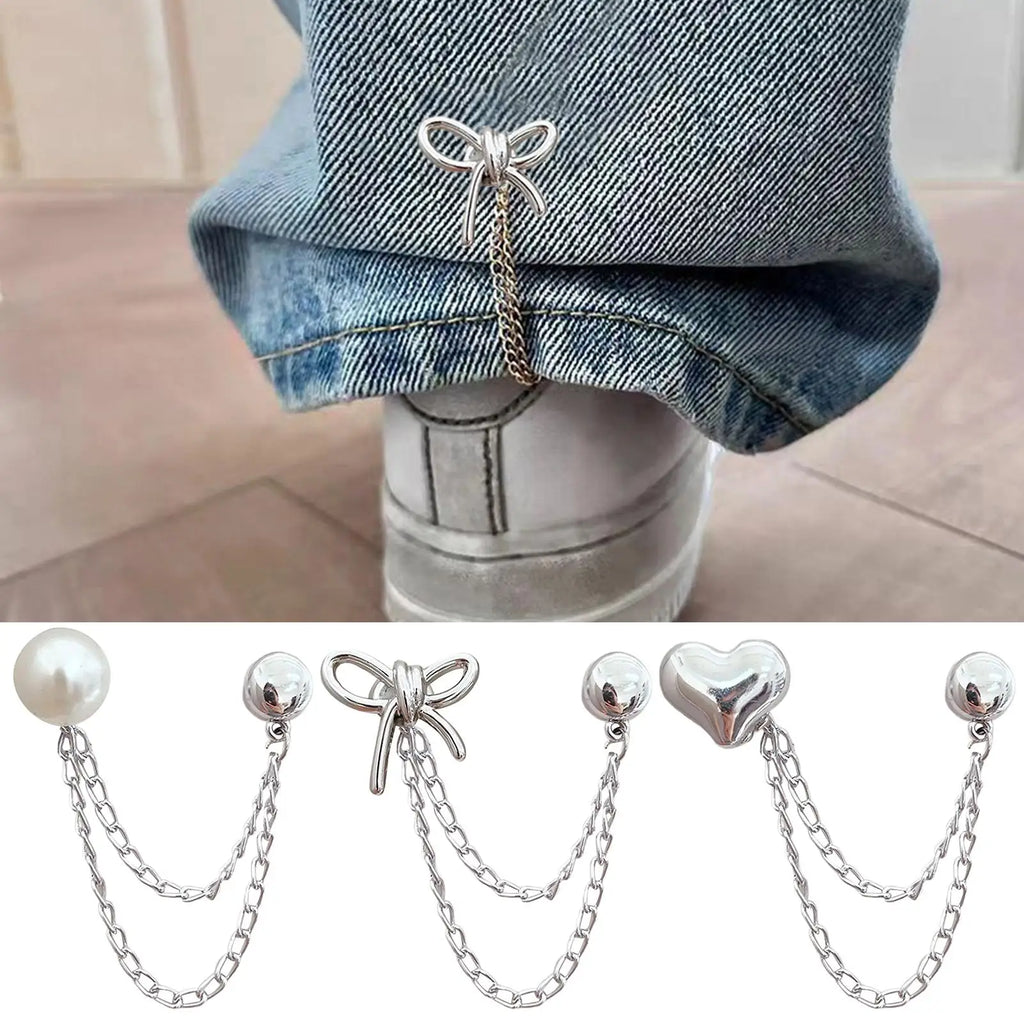 Sewing-Free Pants Leg Anti-Dragging Tool Shortening Chain Magnets Buckle Clothes Cuff Hem Fixing Clip For Long Clothes Sleeves Zpaxo
