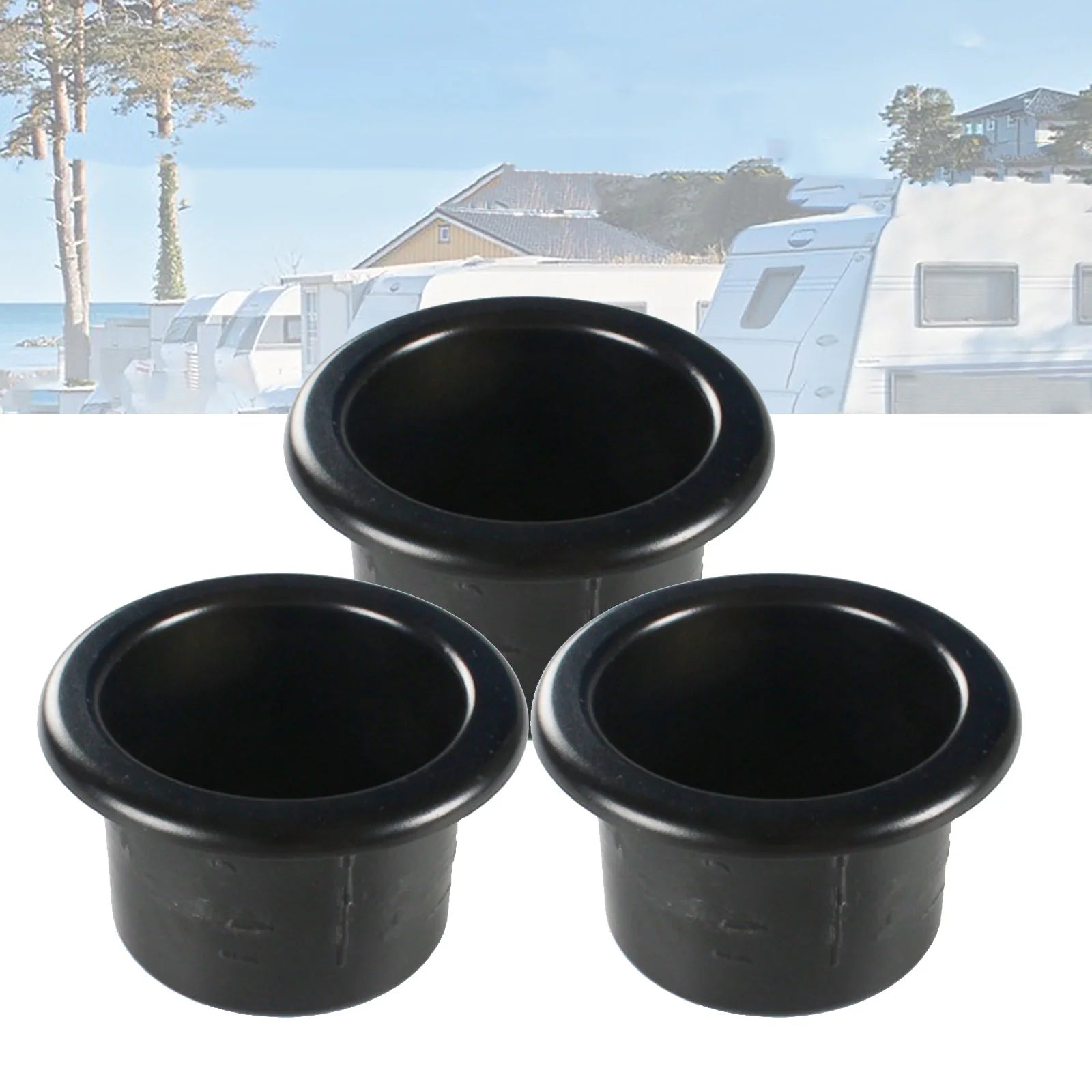 Black Car Cup Water Drink Holder Recessed RV Marine Boat Trailer