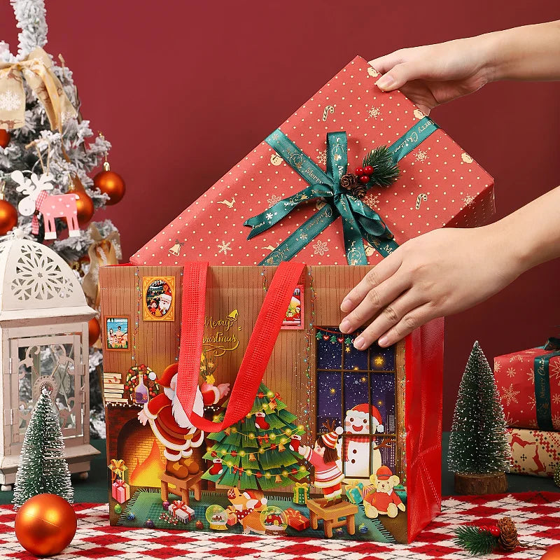 Christmas Non-Woven Gift Bag – Snowman & Xmas Tree Tote Christmas Gift Bag Zpaxo