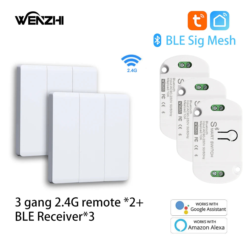 BLuetooth/BLE Switch Module Relay For Light LAMP On/Off 2.4G Wireless Remote Control Tuya Smart Life Timer DIY Home Automation Zpaxo 3Gang2 receiver3 China Mainland