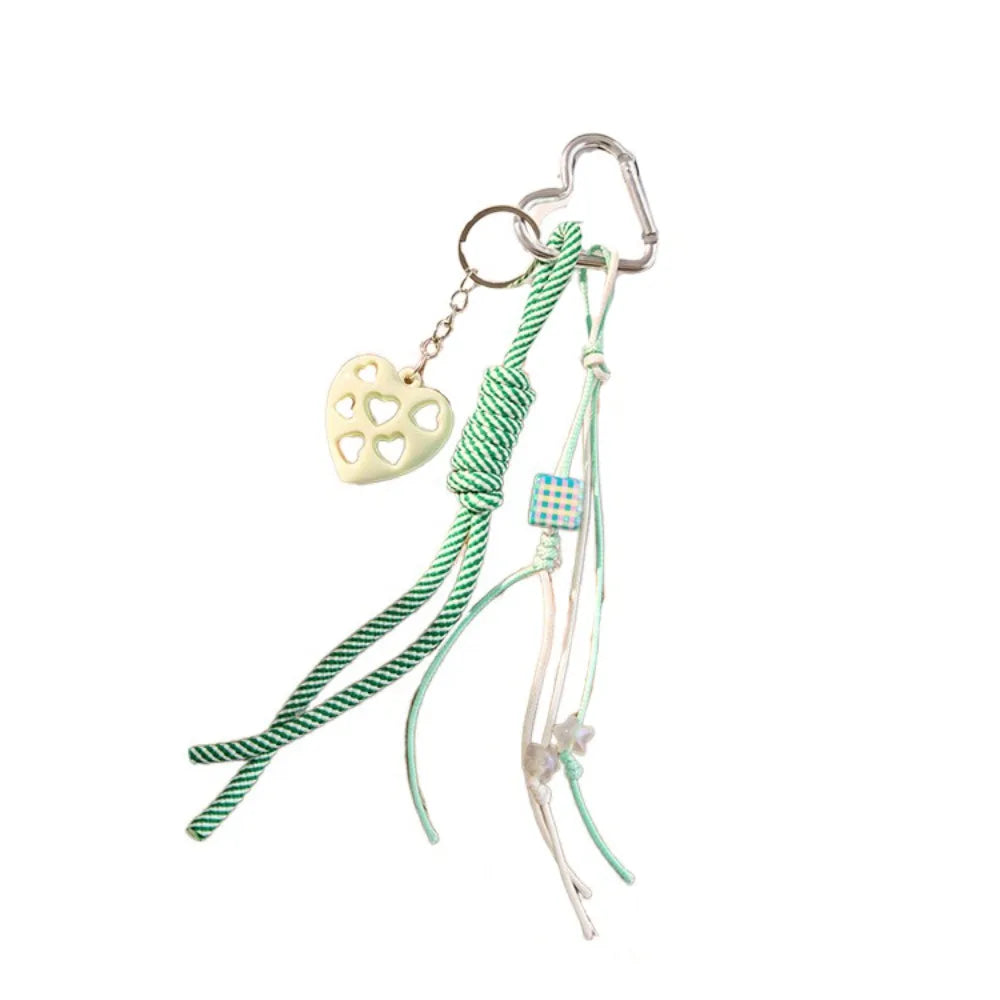 Girl Heart Braided Rope Keychain Hand-Woven Handmade Heart-shaped Bag Pendant Y2k Jewelry Star Bowknot Key Chain Children Girl Zpaxo Style C