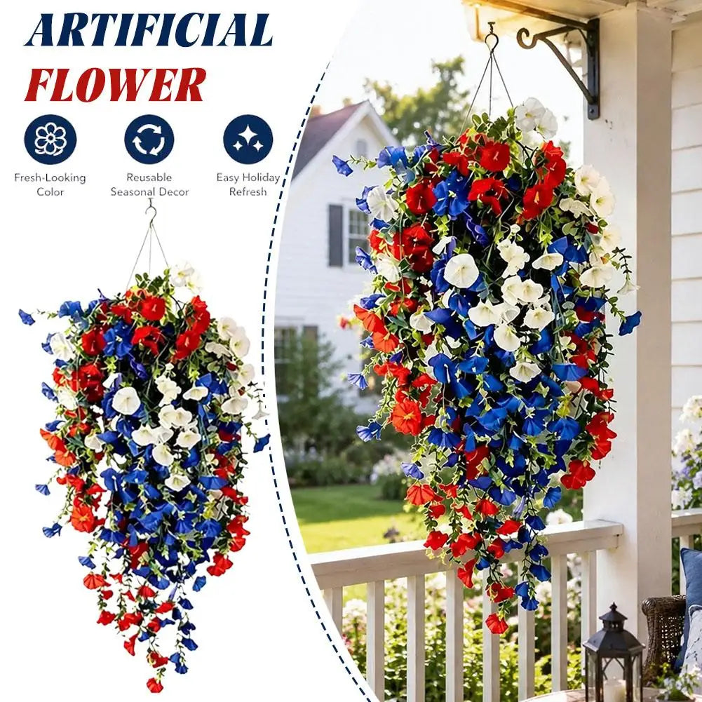 UV Resistant Giant Artificial Hanging Flowers Outdoor Waterproof Morning Glory for Garden Patio Wedding Party Decoration Zpaxo