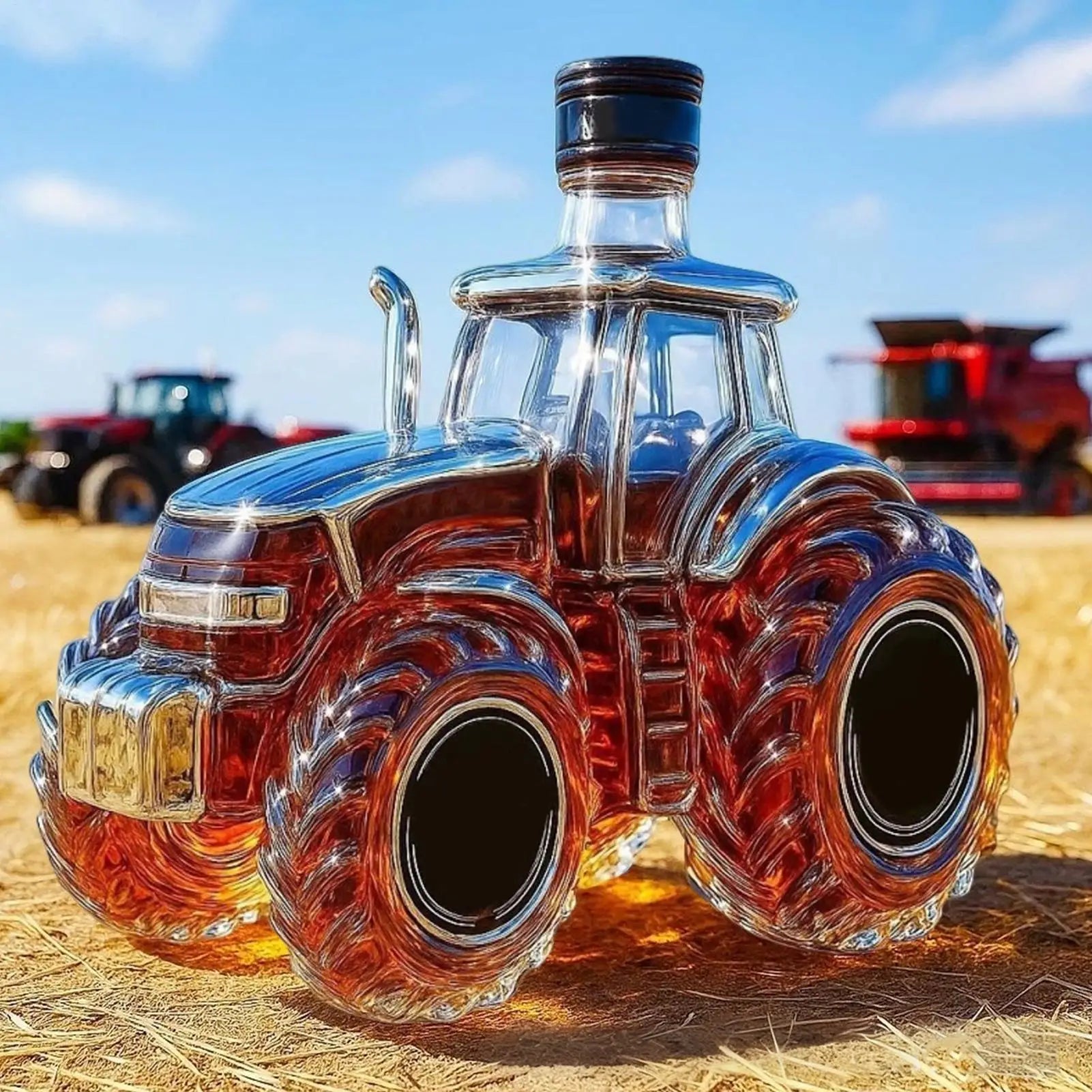 Whiskey Glass Bottles Tractor Shape Alcohol Dispenser Decanter Bottle