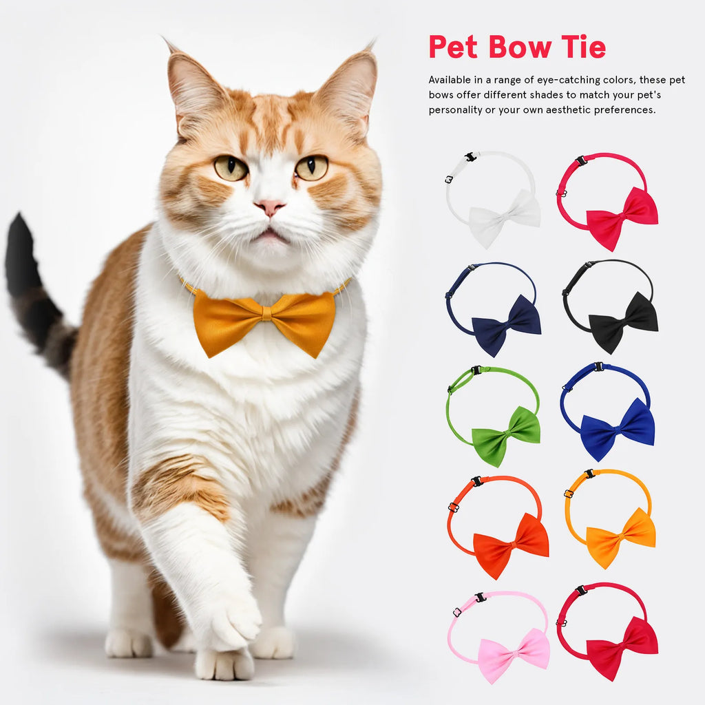 Pet Collar Adjustable Bow Tie Dog Cat Bows Kitten Easy Wear Party