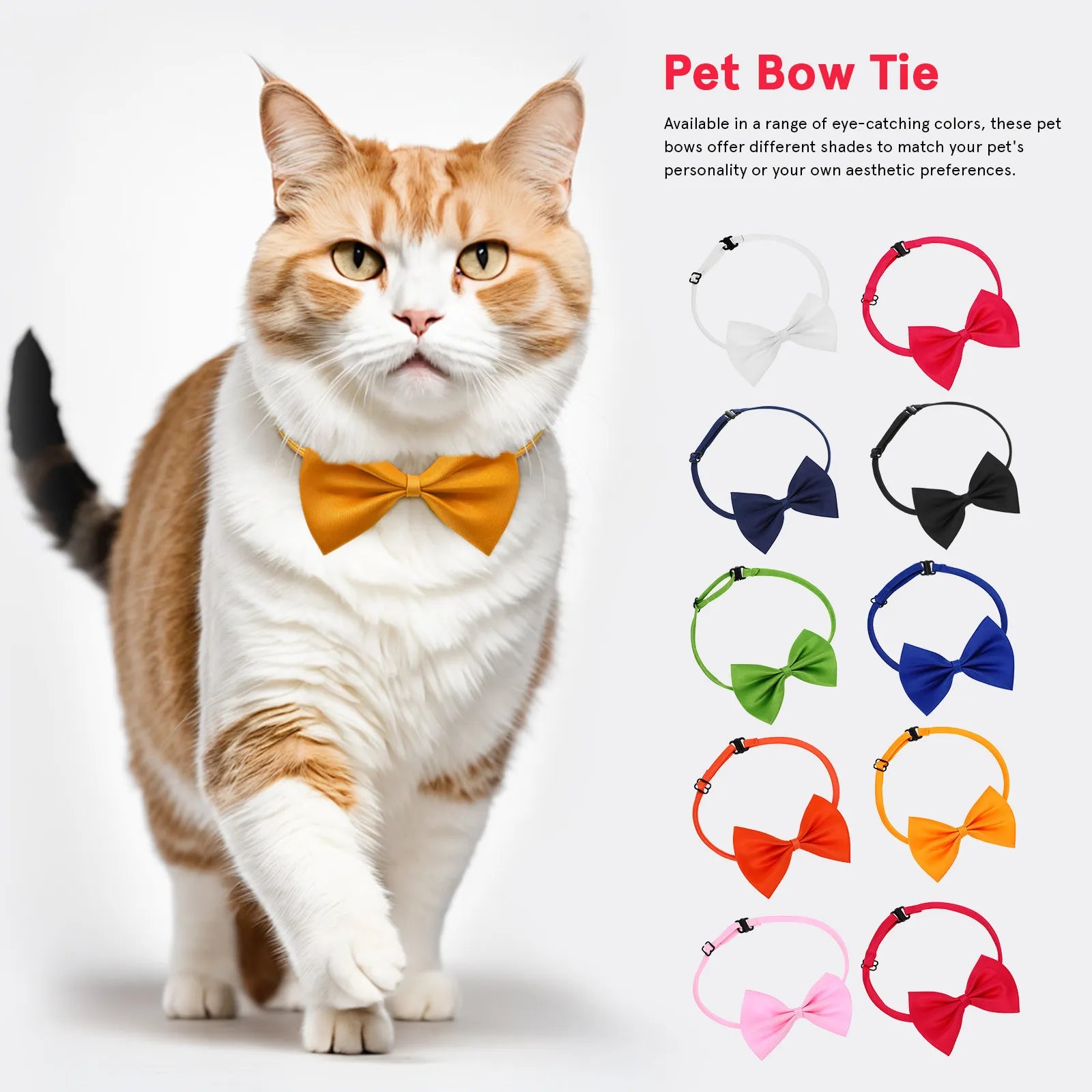 Pet Collar Adjustable Bow Tie Dog Cat Bows Kitten Easy Wear Party