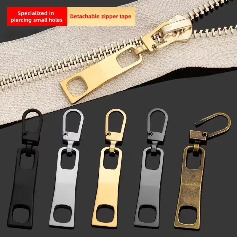 4pcs Two-Hole Zipper Pull Tabs – Detachable Metal Buckle, Replacement for Clothing & Schoolbags Zpaxo