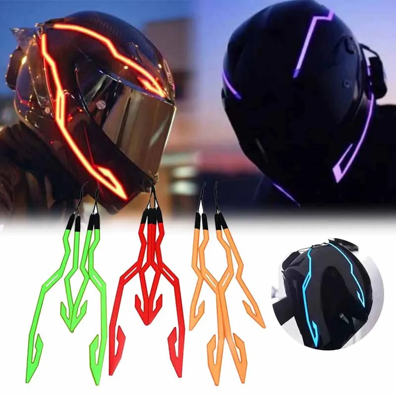 4-in-1 LED Motorcycle Helmet Light Strip Kit – 3 Glow Modes