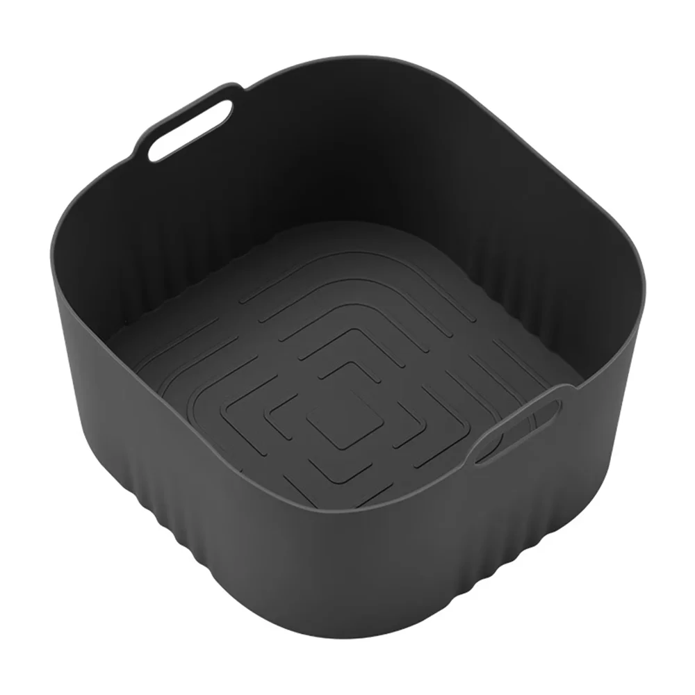 Reusable Square Air Fryer Silicone Baking Tray Bread Pan Mat Cake Zpaxo black