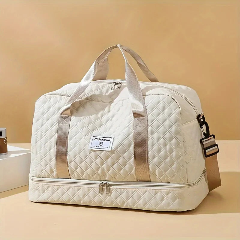 Oversized Duffel Bag Wet Dry Separation Waterproof Compartment Side Zpaxo beige-1pc