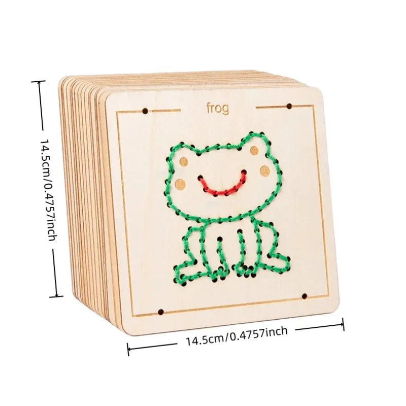 Wooden String Art Lacing Board Dinosaur Animal Threading Card DIY