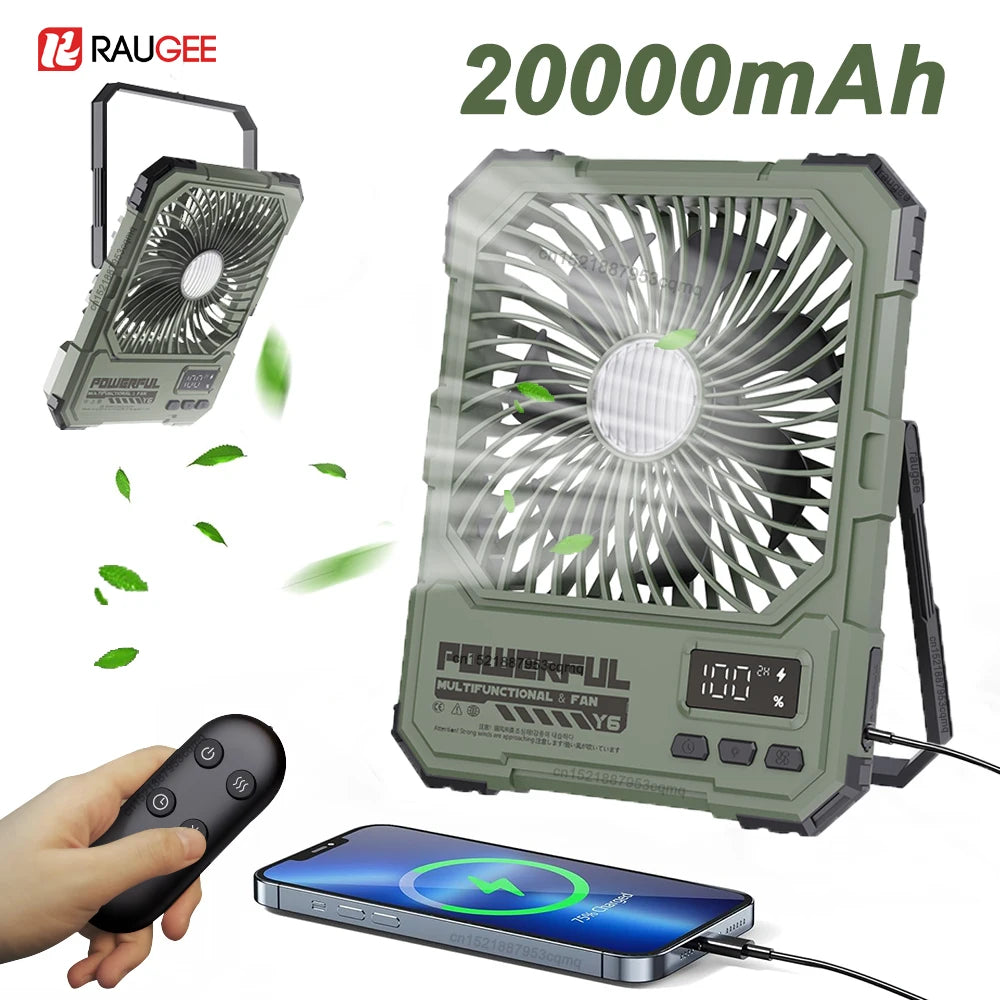Camping Fan 20000mAh Rechargeable Wireless Outdoor Tent Ceiling