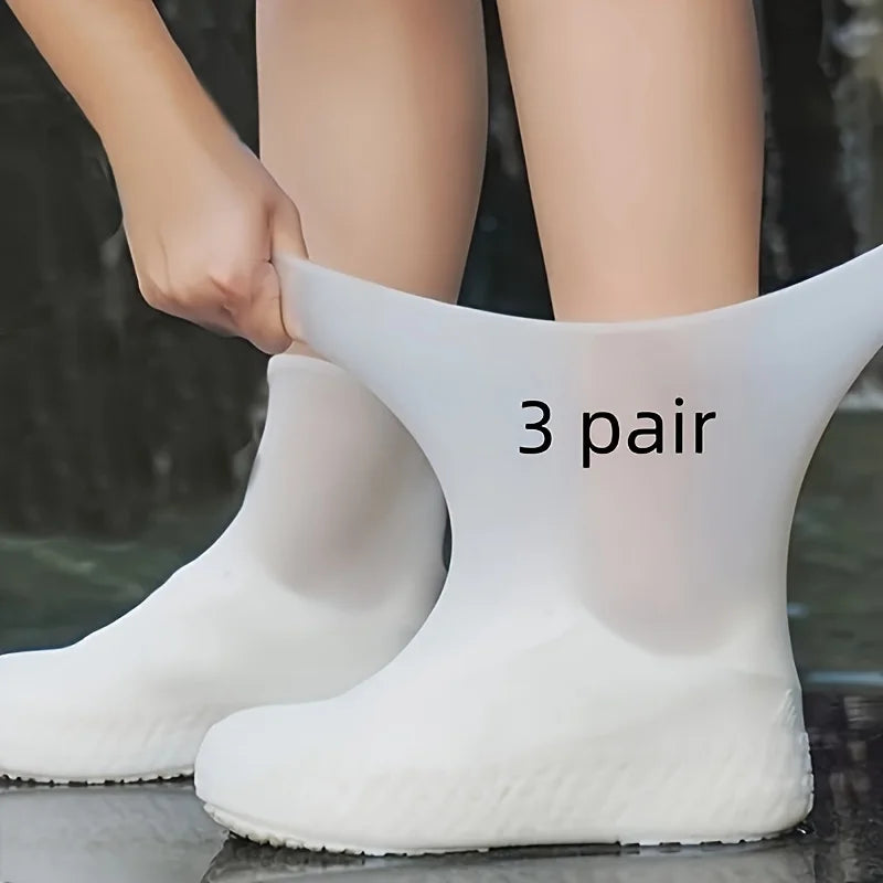 3 Pairs Boots Waterproof Shoe Cover Silicone Material Unisex Shoes