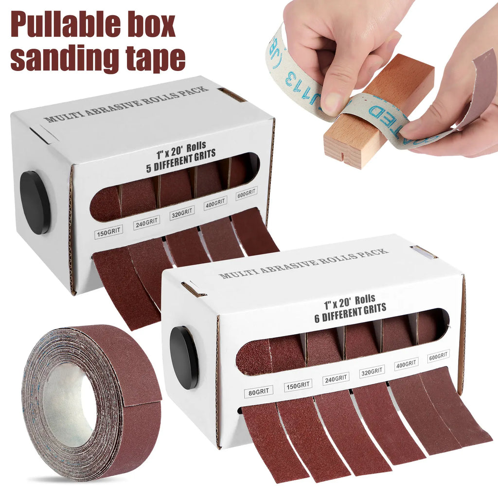 5/6 Roll Grits Sandpaper 6M Dry Grinding Emery Sanding Belt 20ft Abrasive Paper Pack with Dispenser Cloth for Metal Polishing Zpaxo