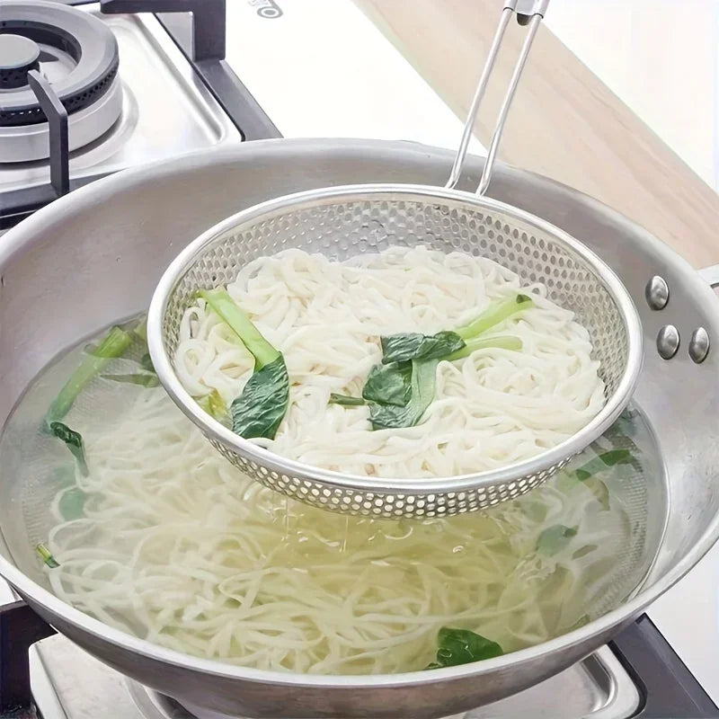 Wooden Handle Stainless Steel Small Colander Fine Mesh Oil Strainer Multi-function Filter Mesh Flour Sifter Kitchen Baking Tools Zpaxo