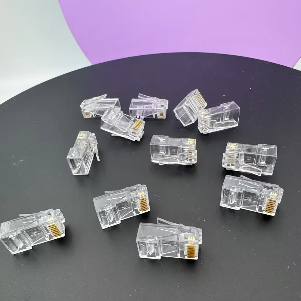 100pcs/set RJ45 Cat6/Cat5e Connectors Crystal End 8P8C Crimp UTP Standard Ethernet Network Modular Plug No Pass Through Zpaxo