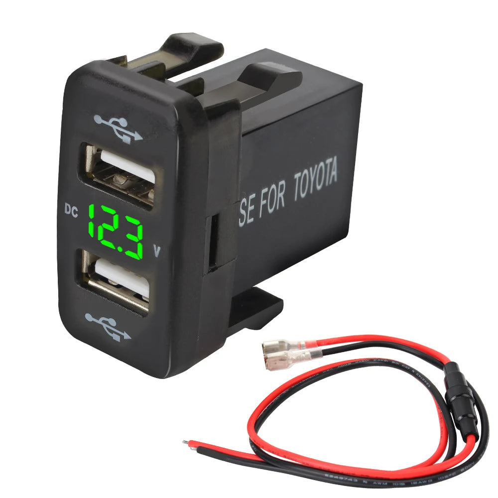 Dual USB QC Car Socket Charger 4 2A Toyota 12-24V Power Adapter