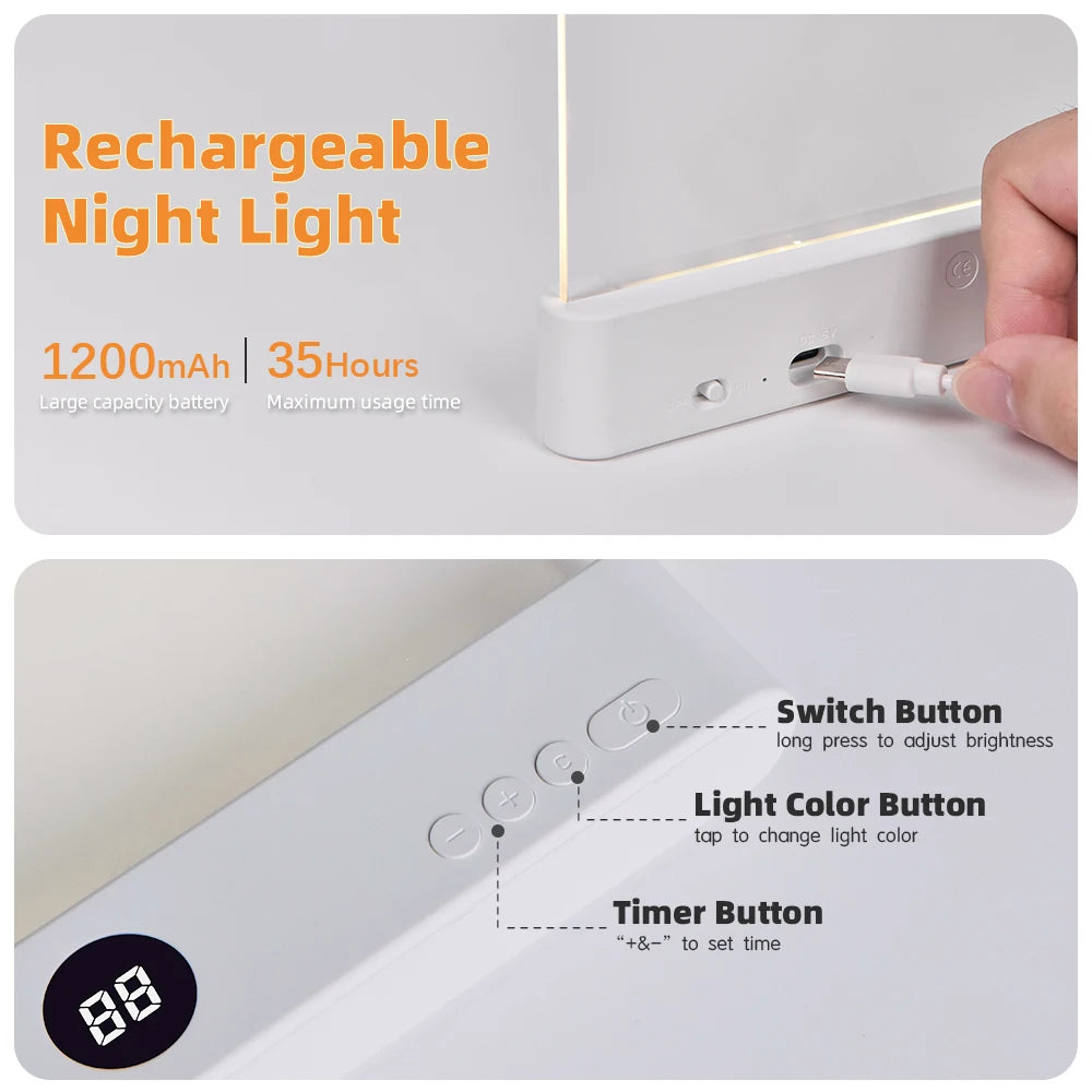 LED Flat Panel Nights Vision Reading Light Eye Protection Lamp USB Zpaxo