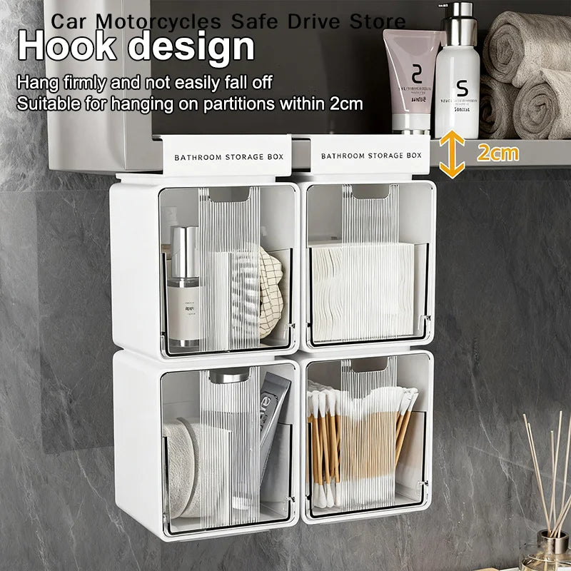 Transparent Bathroom Cotton Stick Makeup Pull-out Storage Drawer Box