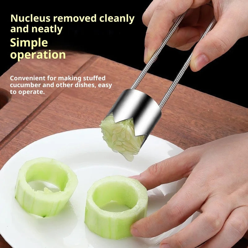 New Stainless Steel Multifunction Pump Apple Bitter Melon Sydney Denuclearizer Kitchen Fruit Household Denuclearizer Long Handle Zpaxo