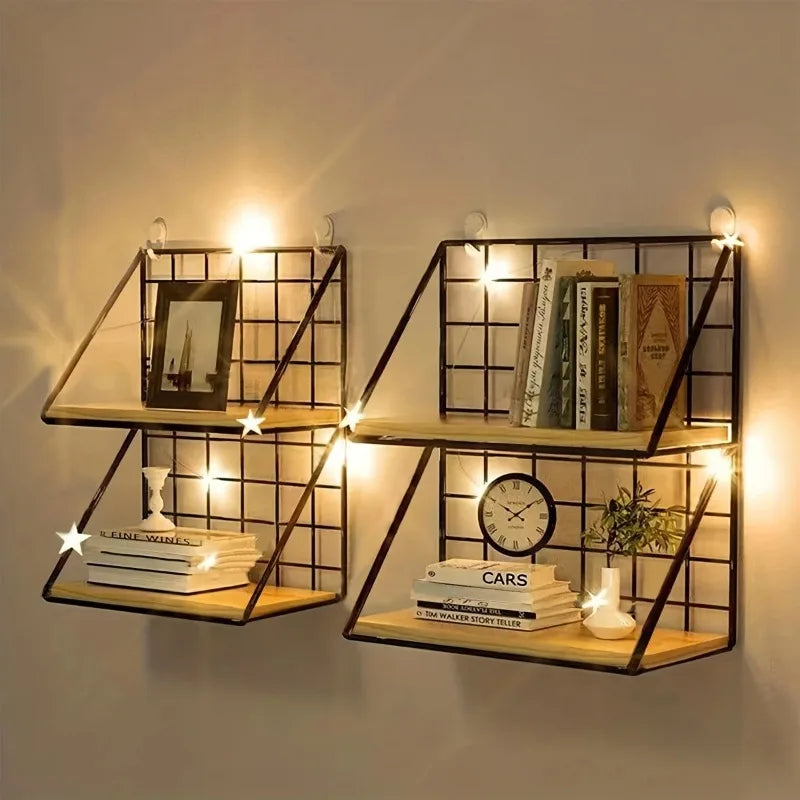 Wooden Wall-Mounted Storage Rack – Plant Stand & Key Holder