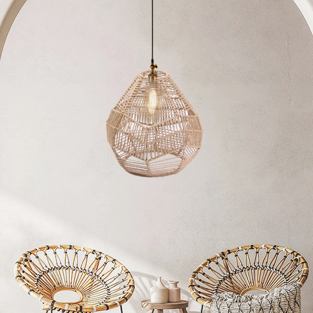 Handwoven Lamp Shade Hanging Light Fixture Cover Lamp Shade Light Fixture Shade Ceiling Light Fixture Kitchen Island Zpaxo
