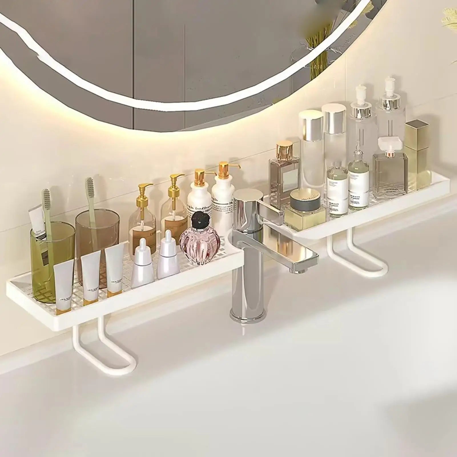 Sink Organizer Rack Kitchen Vertical Storage Faucet No Mounted Shower