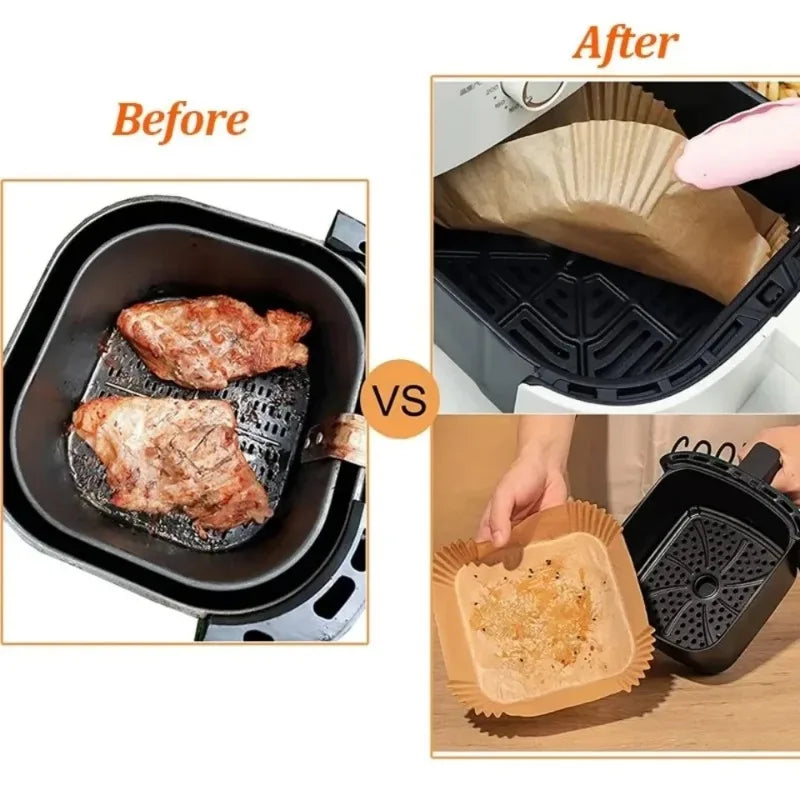 Air Fryer Paper Liners Disposable Oil-Proof Waterproof Baking Paper Round Square And Rectangle Parchment Kitchen Party Supplies Zpaxo