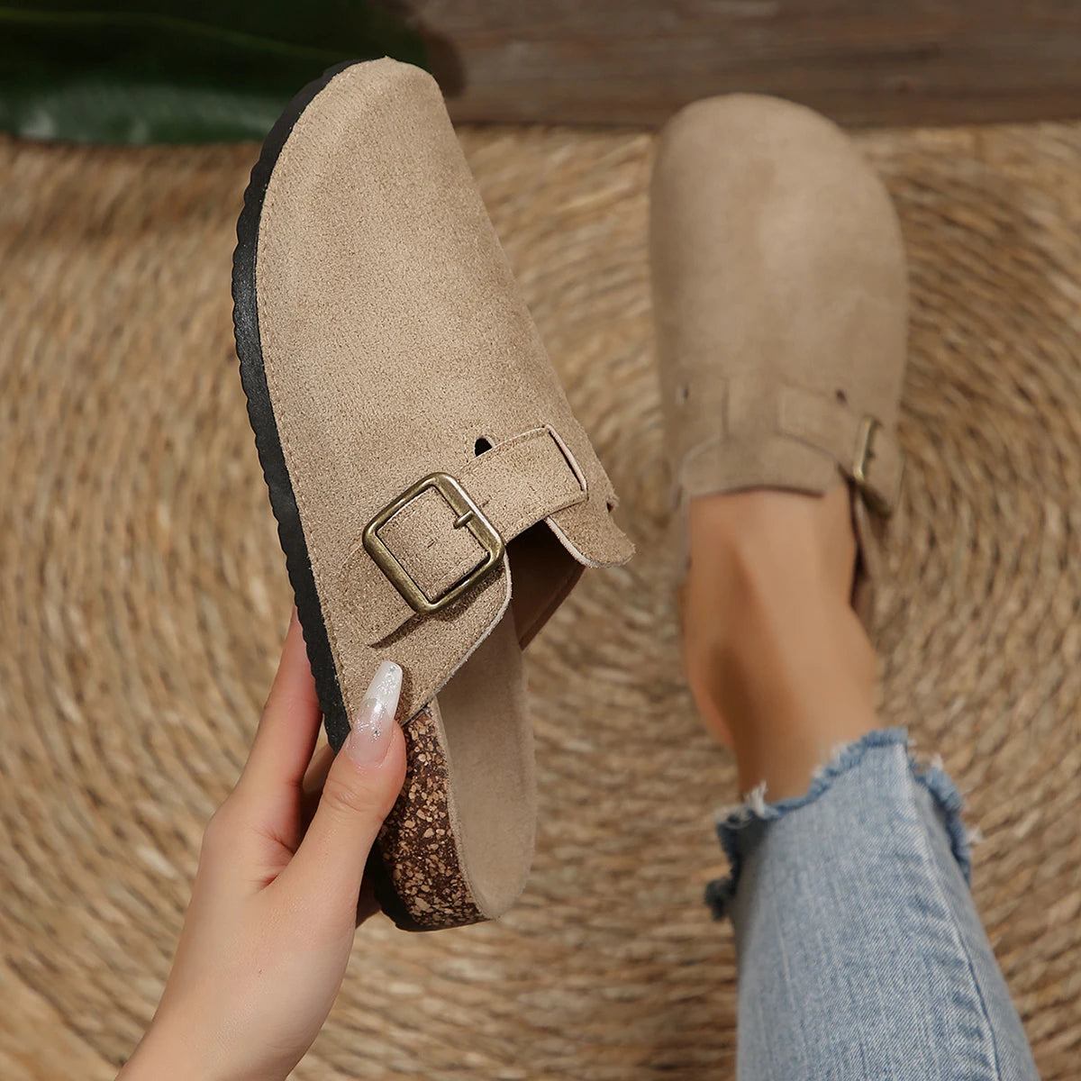 Women Slippers Outdoor Flats Sandals Summer Casual Clogs Cork Zpaxo