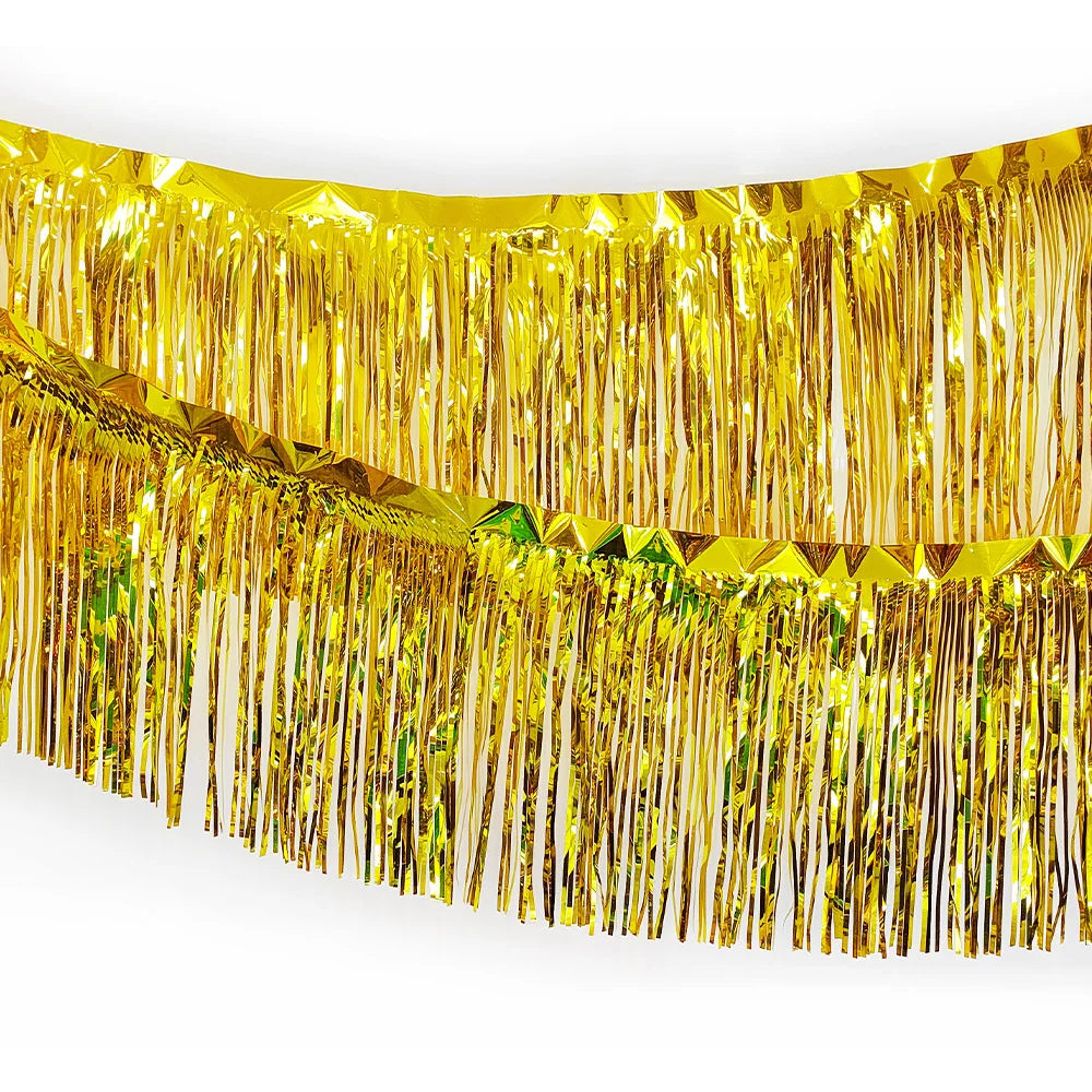 2m Glitter Tassels Fringe Banner Shinny Gold Metallic Foil Tassel