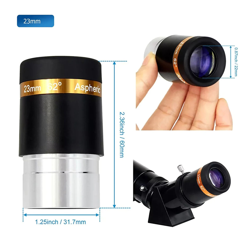 Eyepieces Telescope Lens HD Wide Angle 62 Aspheric Eyepiece 1 25-inch