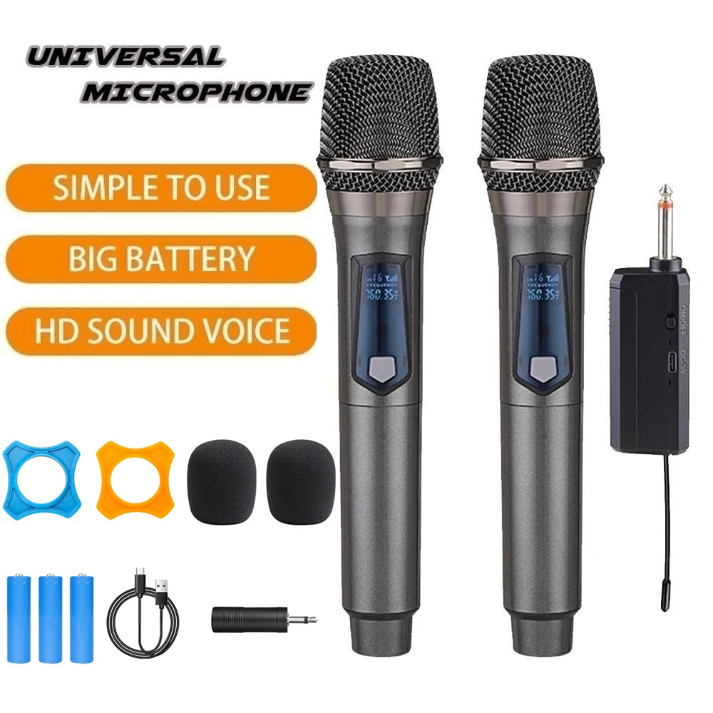 Wireless Microphone 2 Channels UHF Professional Handheld Mic Micphone