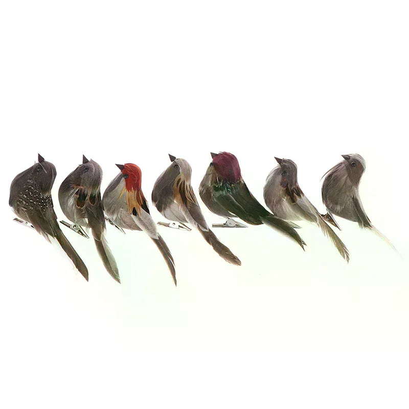 Home party wedding decor Gray fake birds artificial foam feathers sparrow 1Pc Zpaxo