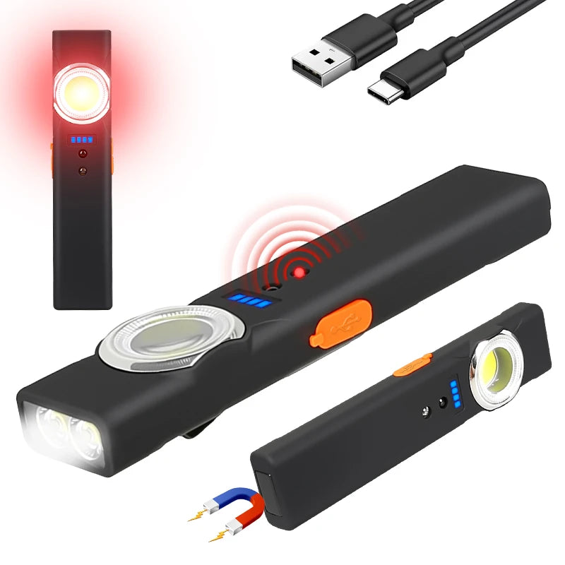 LED Sensor Flashlight – Rechargeable Magnetic Work Torch