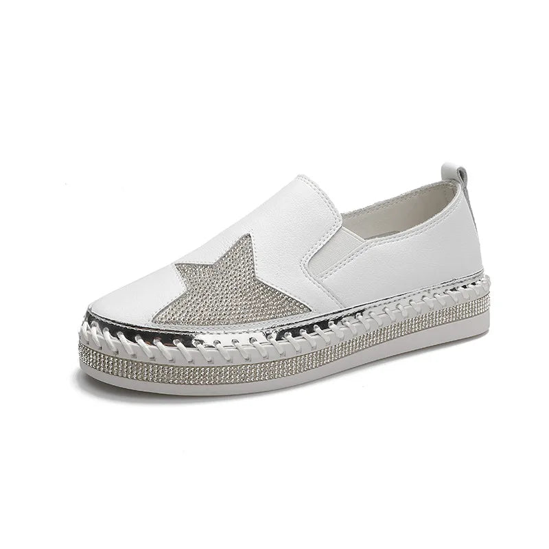 Winter Shoes women flat moccasins mixed colors bling crystal loafer slip-on embroider platform espadrilles new ladies shoes Zpaxo
