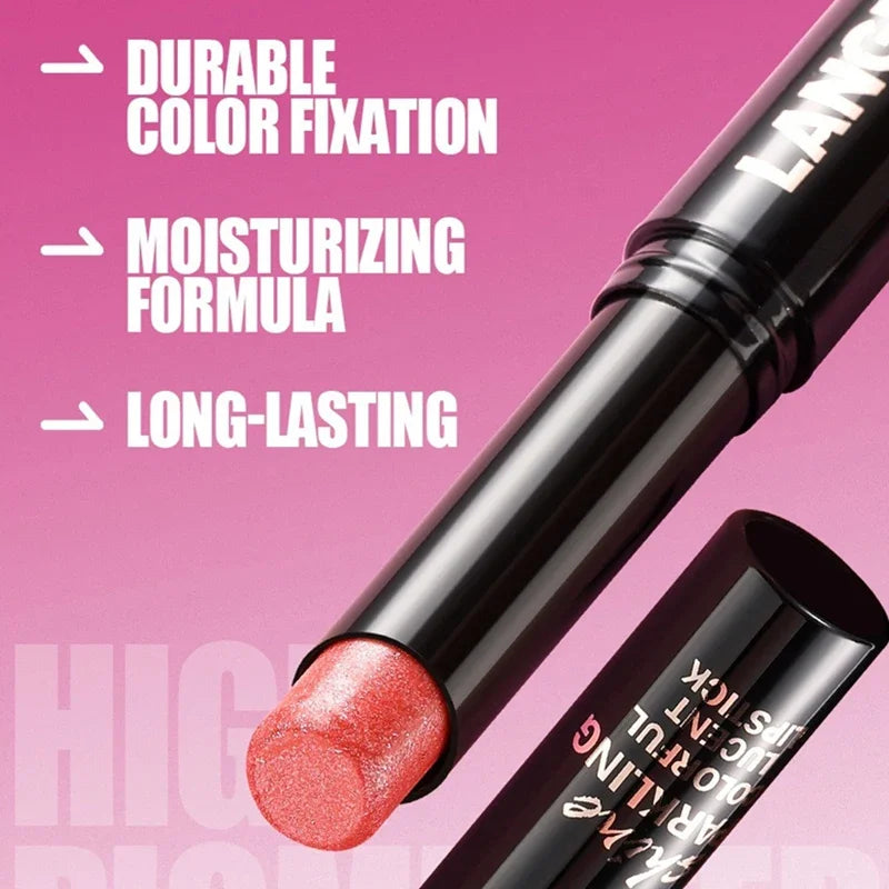 10 Colors Glitter Lipstick Waterproof Long Lasting Diamond Pearlescent Lipstick Moisturizing Lips Plumper Nourish Lip Balm Zpaxo