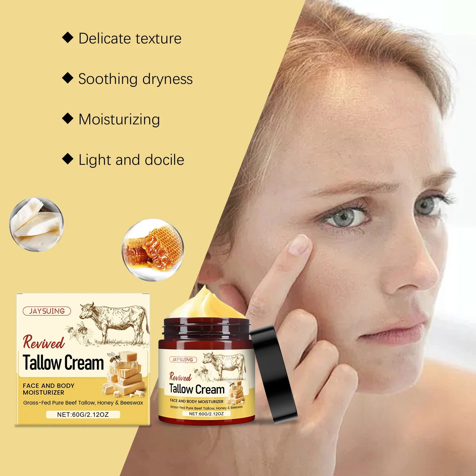 Tallow Honey Moisturizing Cream – Antioxidant Skin Repair 60g Skin Moisturizing Cream Zpaxo