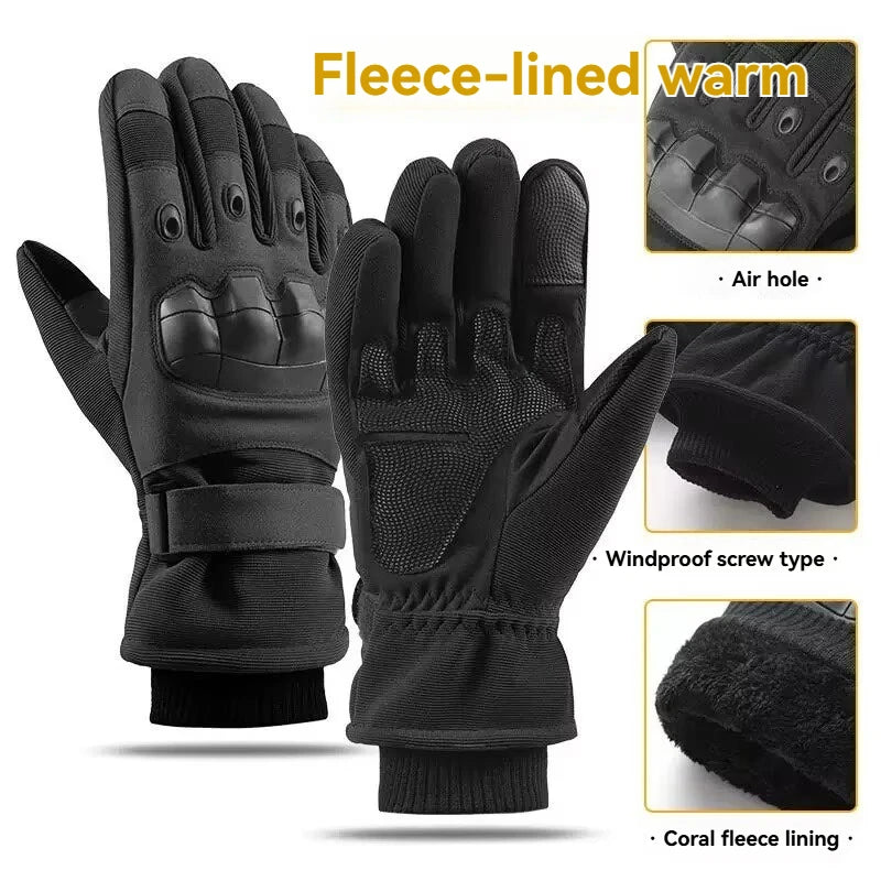 Winter Warm Tactical Velvet Gloves Soft Silicone Shell Full Finger Zpaxo black XL