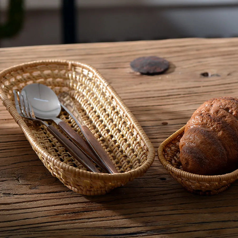 Autumn Rattan Towel Tray Basket Premium Natural Dish Storage