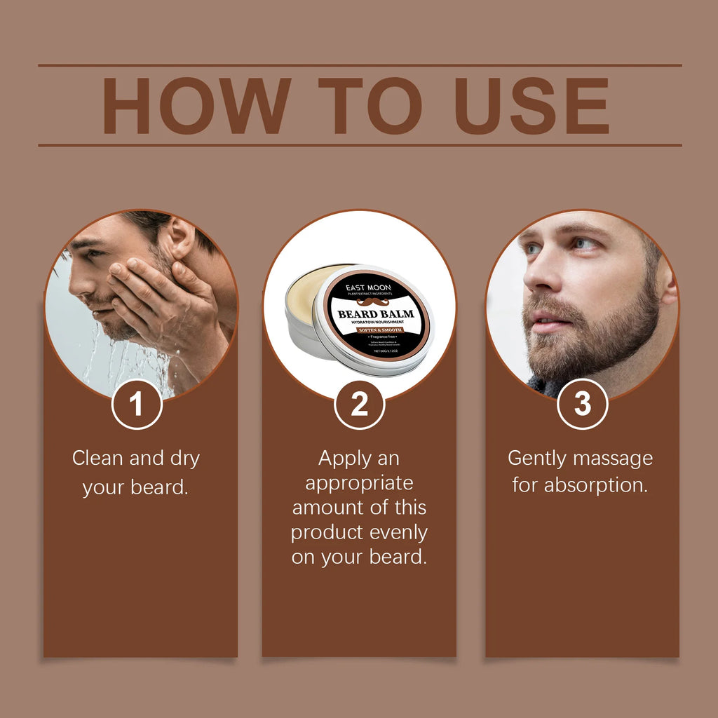East Moon Coconut Oil Men's Beard Care Wax Moisturize Smooth Dashing Nourish Mustaches Natural Styling Soften Beard Growth Balm Zpaxo