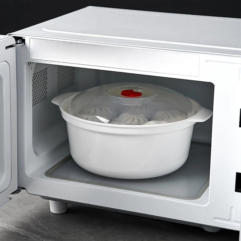 Microwave Steamer Lid Handle Kitchen Cookware Vegetables Dumplings