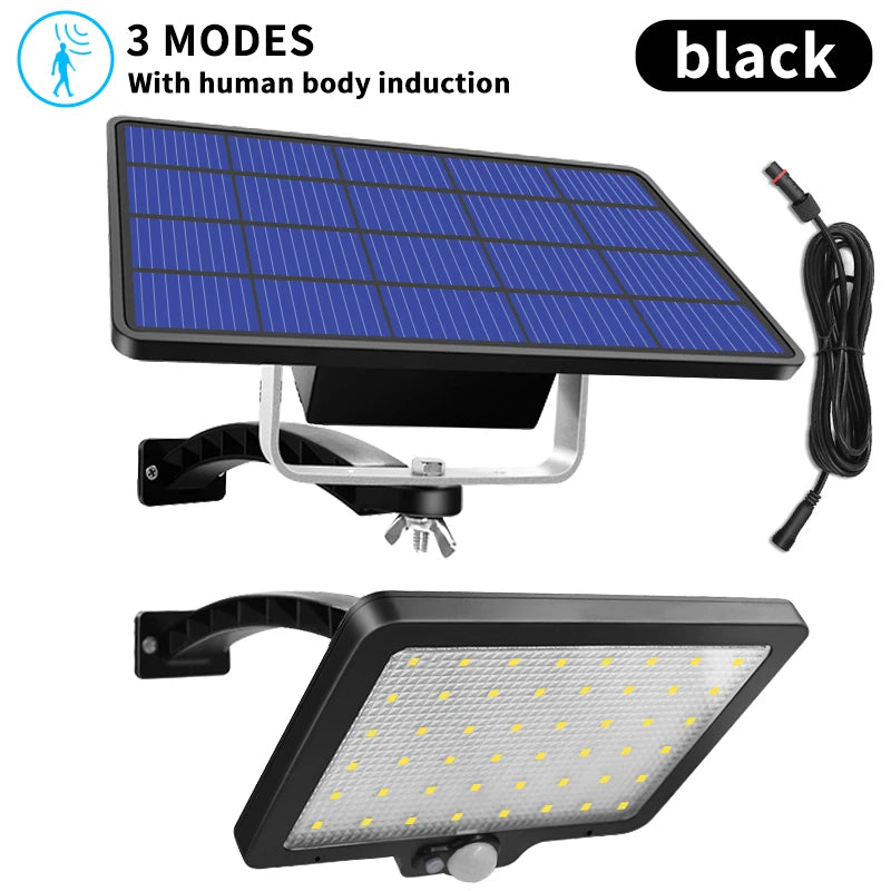 Super Bright 48LED Outdoor Solar Lamp with Motion Detector Waterproof 5500mAh Solar Garden Light for Wall Lighting Zpaxo black with sensor 1