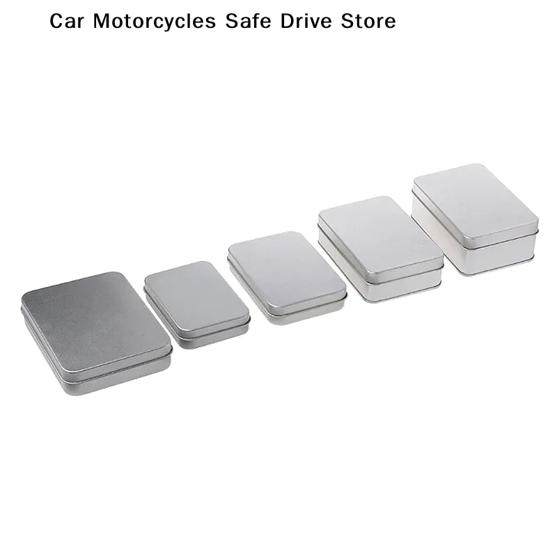 Small Sliver Rectangular Coin Jewelry Tin Storage Box Empty Metal