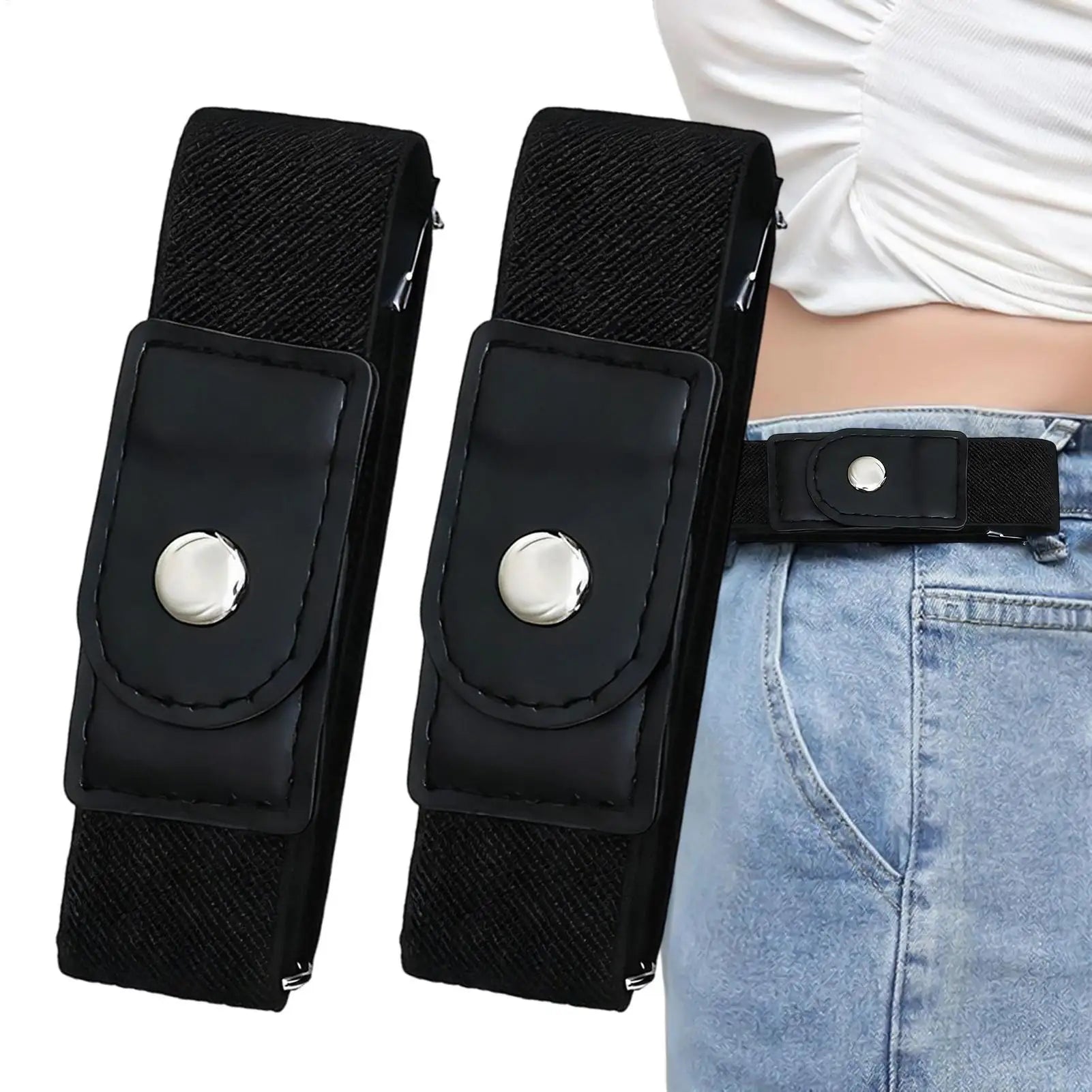 No Buckle Belt Adjustable Elastic Waist Band Invisible Belt Buckle-Free Belts for Women Men Jean Pants No Buckle Waist Belt Zpaxo