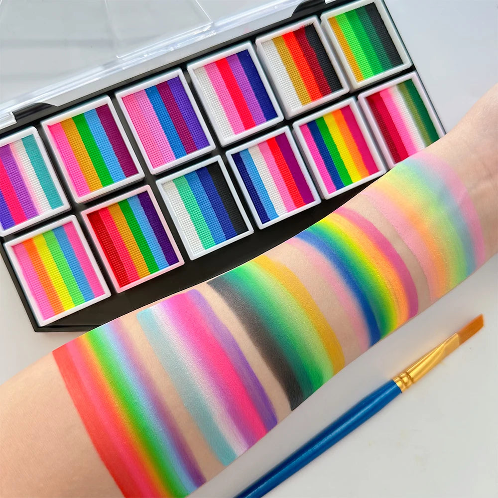 12 Grids Face Body Paint Palette-water-based Art Vibrant Colors Kids Zpaxo 12 Grids color