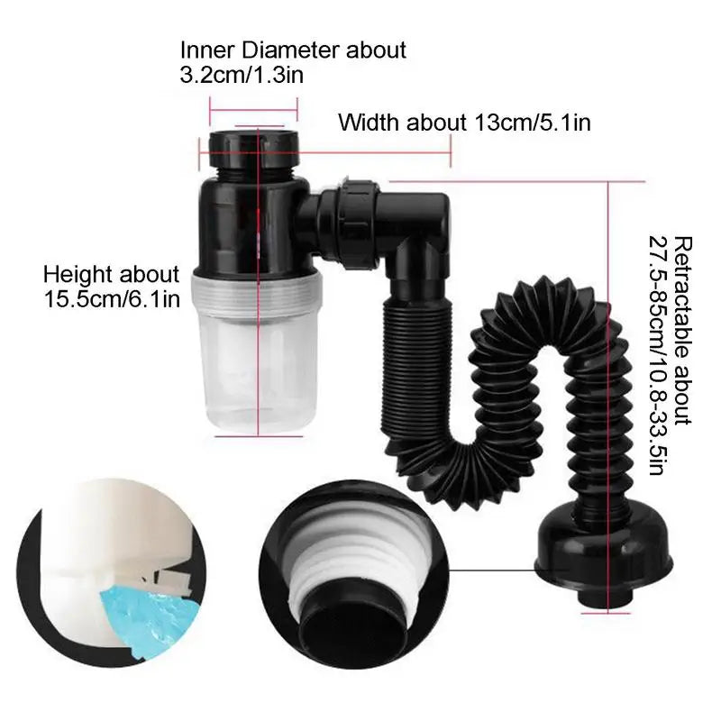 Flexible Drain Pipe Wash Basin Pipe Sink Sewer Drain Pipe Tube Anti Odor Drain Hose Extension Tube For Kitchen Cabinet Bathroom Zpaxo