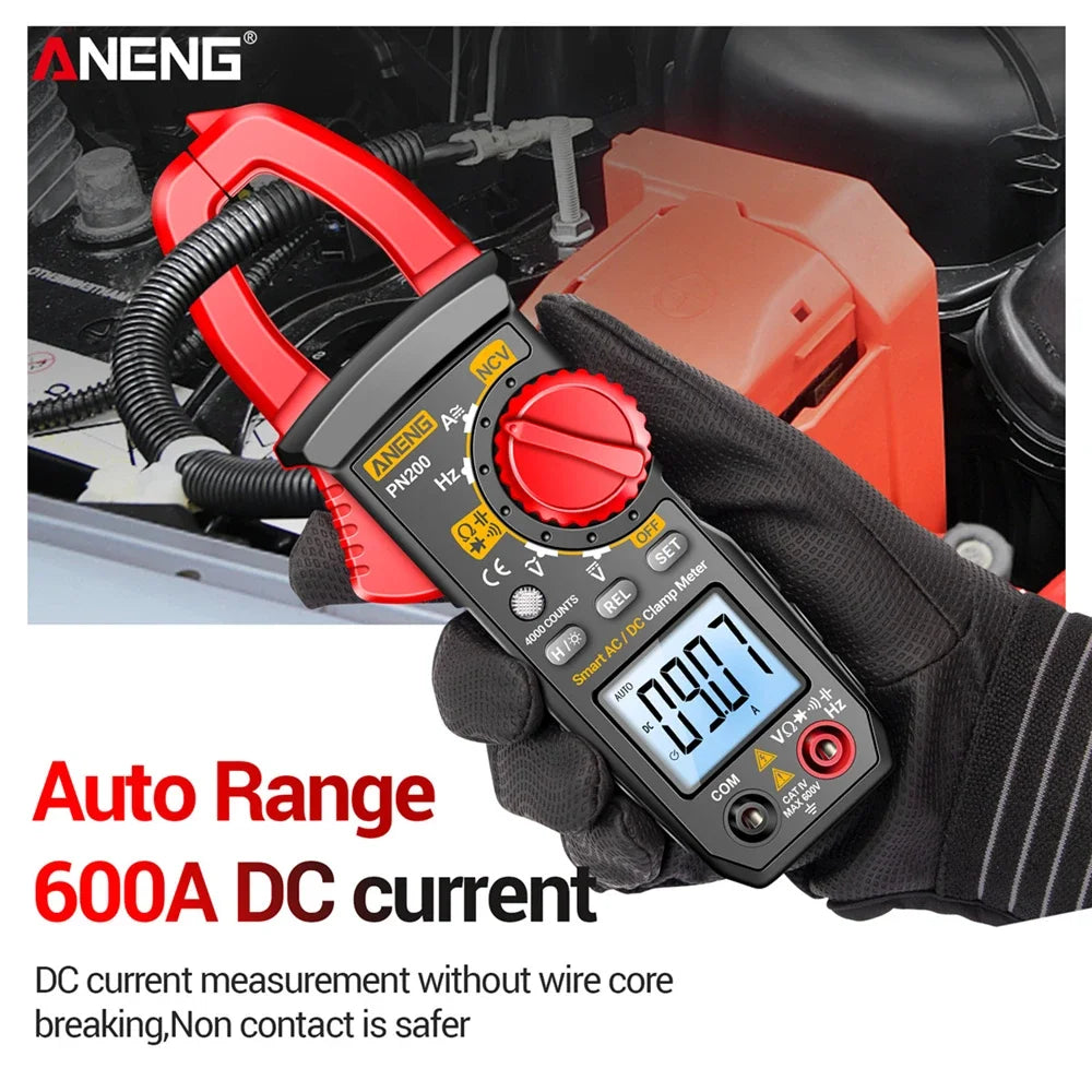 ANENG PN200 Digital Clamp Meters NCV Ohm Test DC AC 600A Current 4000